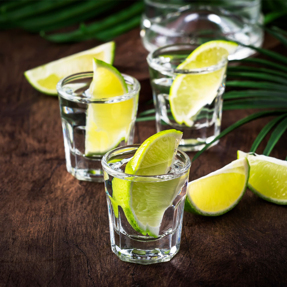 Tequila shots with lime