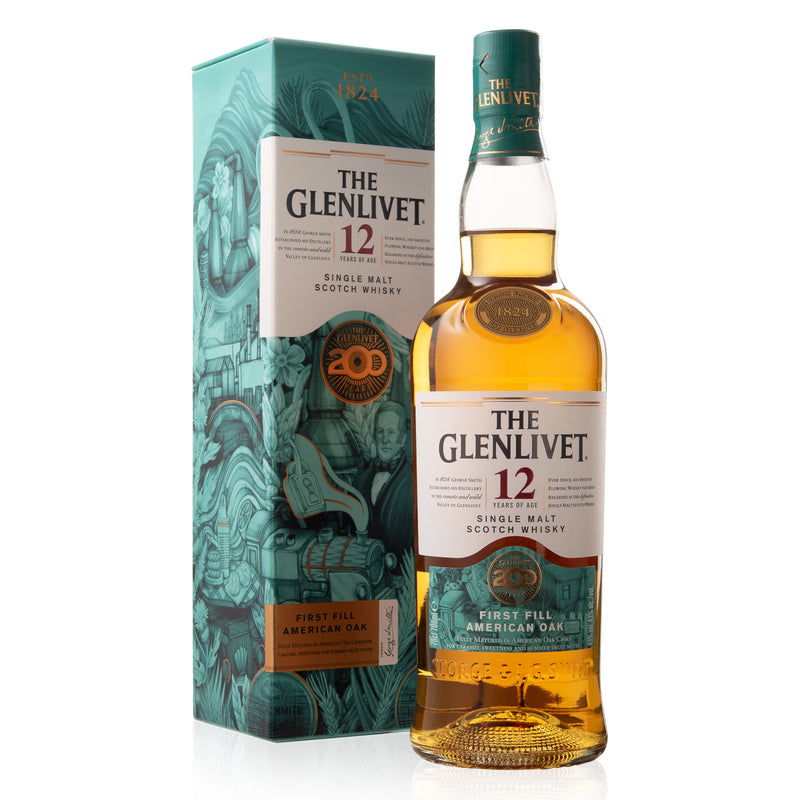 Glenlivet 12 Year Old Single Malt Scotch Whisky – First Fill American Oak 70cl